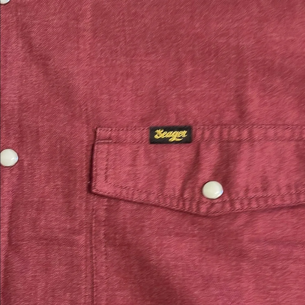 Seager Burgandy Casual Button Down Shirt with Camp Collar - Picture 3 of 7